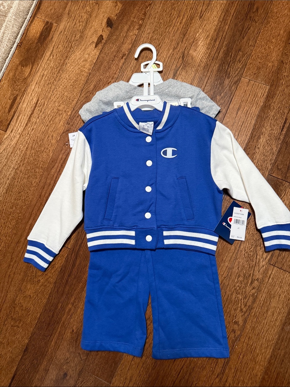 Champion Blue and White Kids' Varsity Jacket and Shorts Set